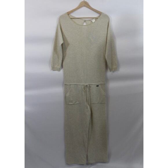 MALO Sz S Small Oatmeal 100% Cashmere Sweater Knit Tuta Jumpsuit NWT - Picture 9 of 14